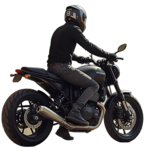 3d render, photorealistic, motorcycle, chaps transparent PNG cut-out