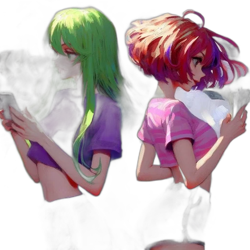 hair, dress, concept art, vaporwave transparent PNG cut-out