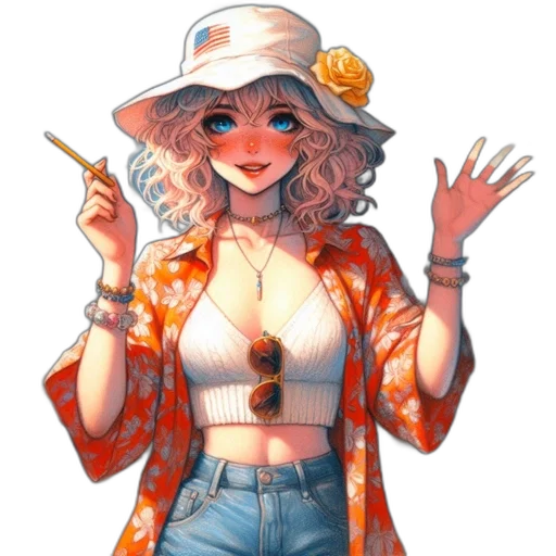 hat, staff, jacket, dress transparent PNG cut-out