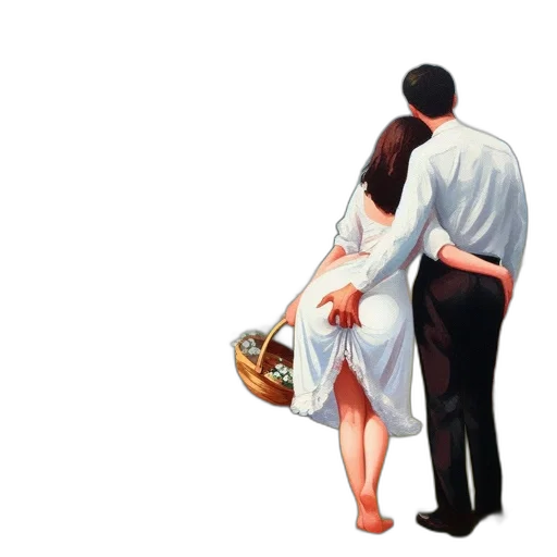 dress, umbrella, furniture, oil painting transparent PNG cut-out