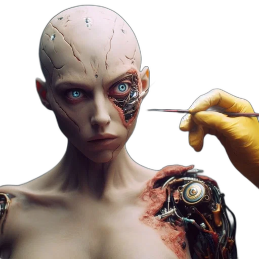 robot, cyberpunk, concept art, photorealistic transparent PNG cut-out