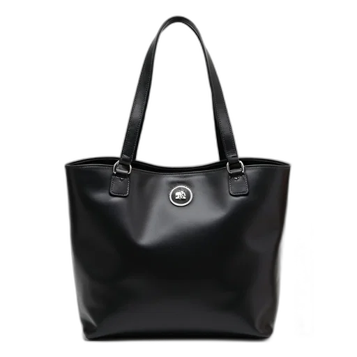black, leather, tote, bag transparent PNG cut-out