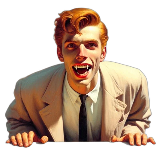 face, jacket, staff, comic book art transparent PNG cut-out