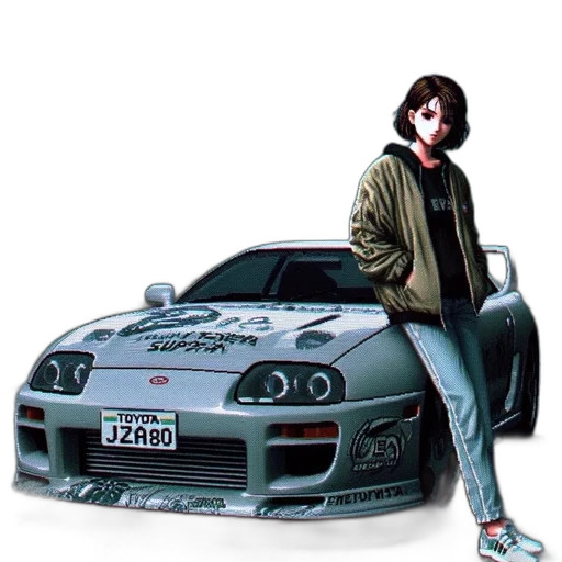 car, jacket, weapon, photorealistic transparent PNG cut-out