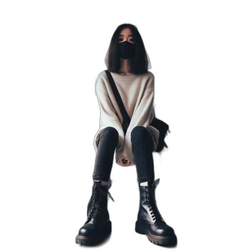 jacket, mask, shoes, face transparent PNG cut-out
