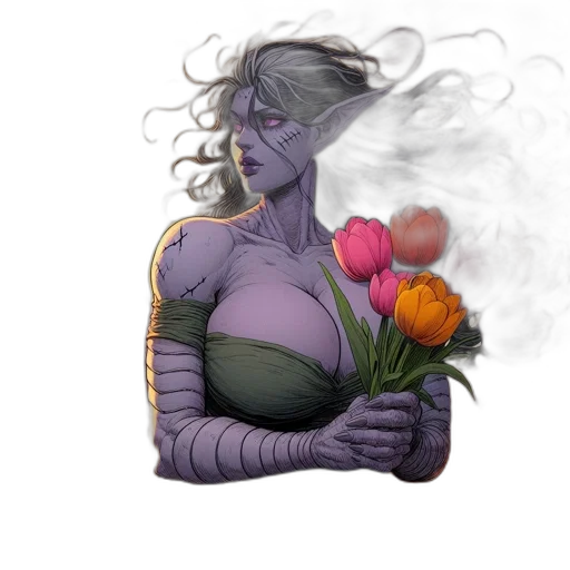 flower, concept art, watercolor, fantasy art transparent PNG cut-out