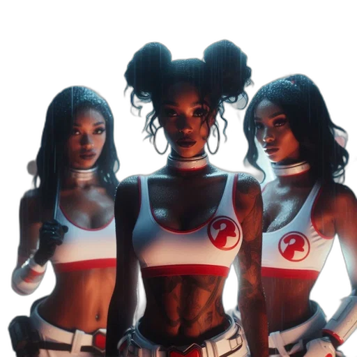 concept art, three, women, clad transparent PNG cut-out