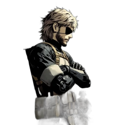 jacket, staff, weapon, face transparent PNG cut-out