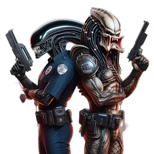 robot, weapon, concept art, cyberpunk transparent PNG cut-out