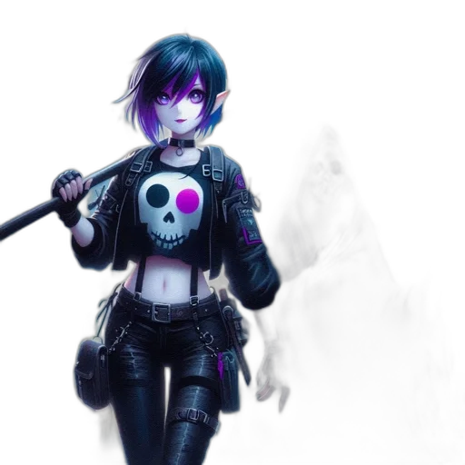 robot, weapon, staff, cyberpunk transparent PNG cut-out
