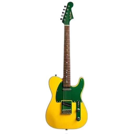 3d render, yellow, electric, guitar transparent PNG cut-out
