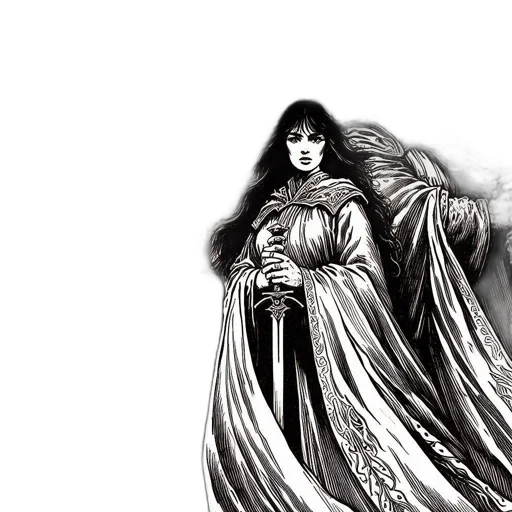 dress, sword, fantasy art, concept art transparent PNG cut-out