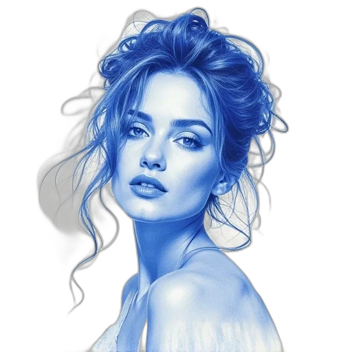 hair, face, photorealistic, pencil sketch transparent PNG cut-out