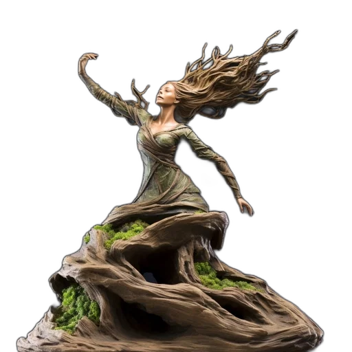 dress, tree, hair, creature transparent PNG cut-out
