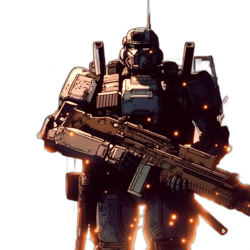 weapon, robot, concept art, 3d render transparent PNG cut-out