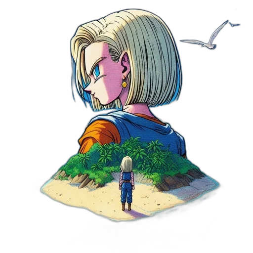 hair, staff, jacket, weapon transparent PNG cut-out