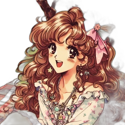 dress, staff, anime, cartoon transparent PNG cut-out