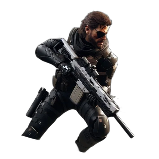 weapon, staff, jacket, face transparent PNG cut-out