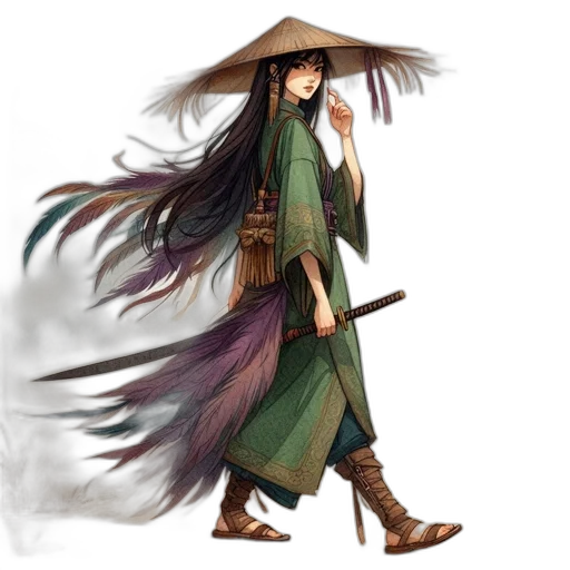 staff, umbrella, dragon, fantasy art transparent PNG cut-out