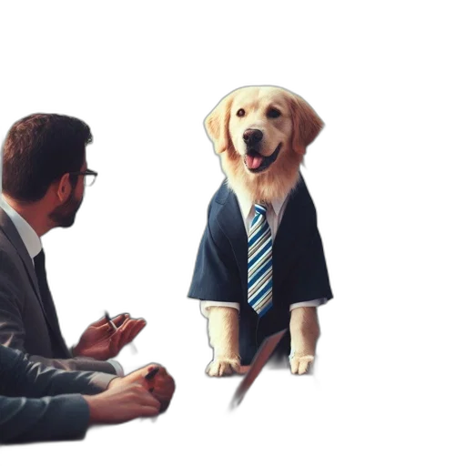 staff, jacket, animal, photorealistic transparent PNG cut-out