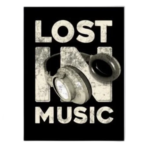 lost, music, poster, headphones transparent PNG cut-out