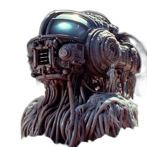 robot, mask, hair, creature transparent PNG cut-out