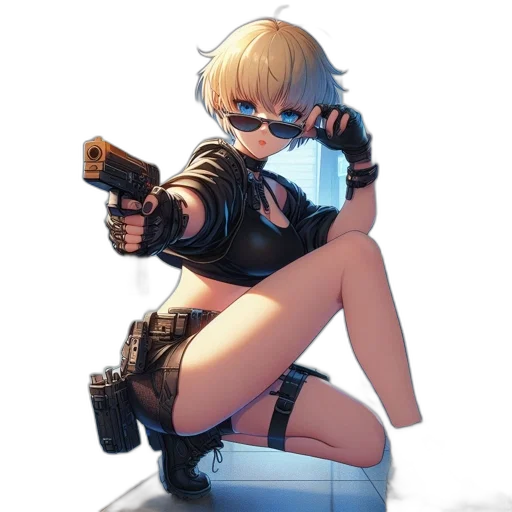 weapon, jacket, staff, robot transparent PNG cut-out