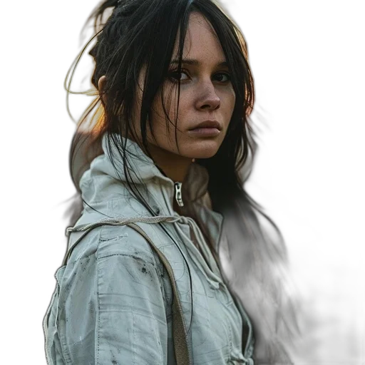 jacket, face, weapon, hair transparent PNG cut-out