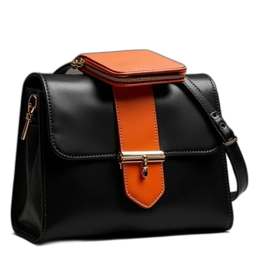 black, purse, orange, clasp transparent PNG cut-out