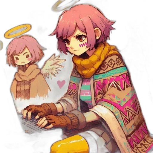 weapon, staff, jacket, pixel art transparent PNG cut-out