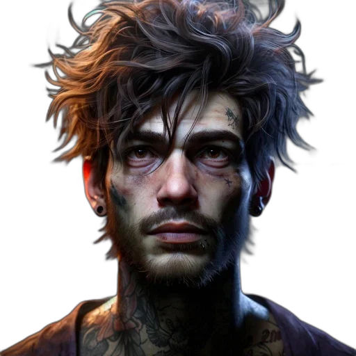 face, animal, cyberpunk, photorealistic transparent PNG cut-out