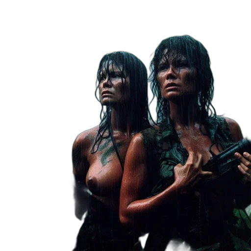 rain, underwater, two, women transparent PNG cut-out