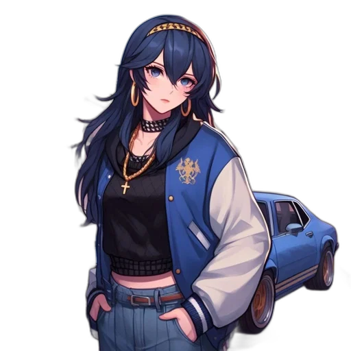 jacket, car, staff, weapon transparent PNG cut-out