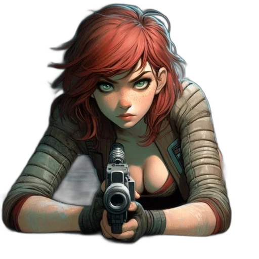 weapon, face, staff, jacket transparent PNG cut-out