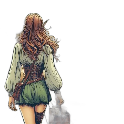 dress, jacket, sword, fantasy art transparent PNG cut-out