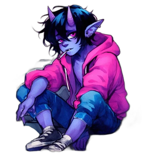 jacket, creature, dragon, vaporwave transparent PNG cut-out