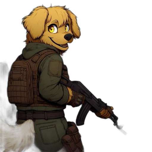weapon, staff, jacket, animal transparent PNG cut-out