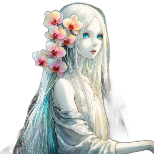 flower, dress, creature, fantasy art transparent PNG cut-out