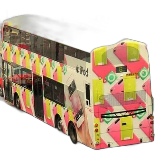 colorful, double-decker, bus, ipod transparent PNG cut-out