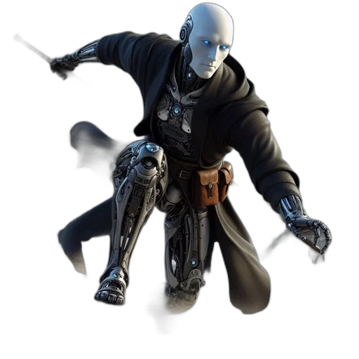 robot, sword, staff, weapon transparent PNG cut-out