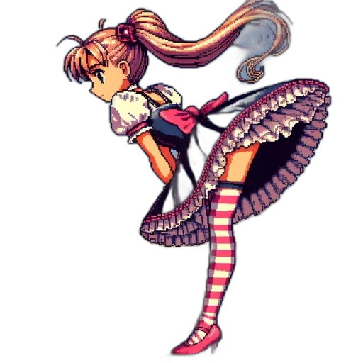 dress, staff, pixel art, anime transparent PNG cut-out
