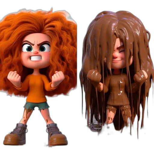 hair, 3d render, concept art, cartoon transparent PNG cut-out