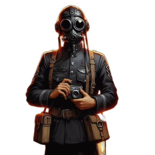 mask, jacket, face, weapon transparent PNG cut-out