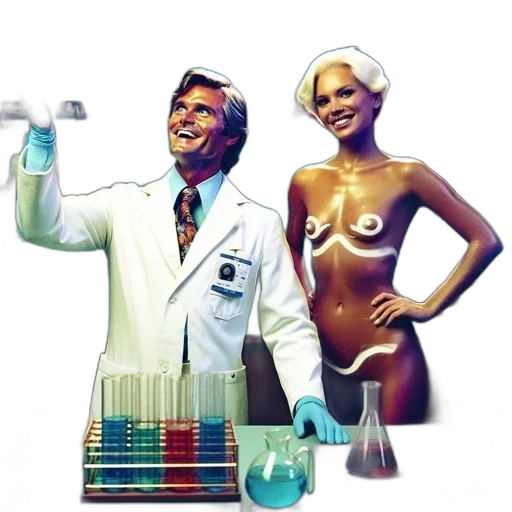 concept art, vaporwave, man, white transparent PNG cut-out