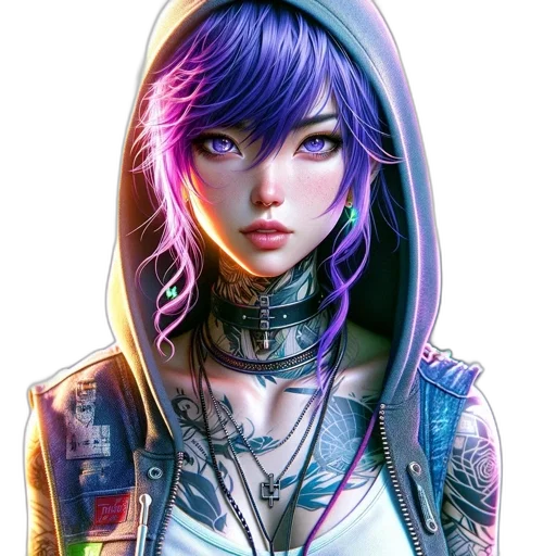 jacket, robot, face, cyberpunk transparent PNG cut-out