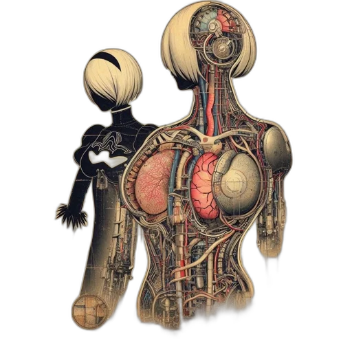 robot, jewelry, dress, staff transparent PNG cut-out