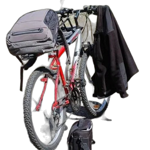 jacket, red, bicycle, backpack transparent PNG cut-out