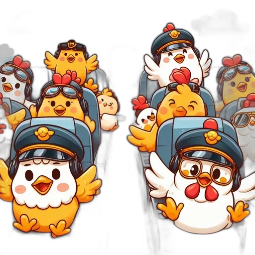 concept art, 3d render, animated, chickens transparent PNG cut-out