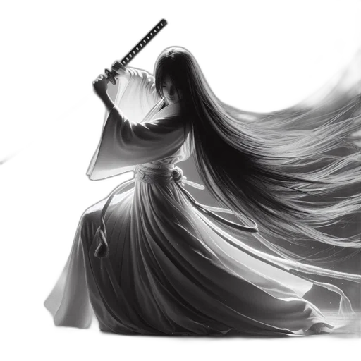 sword, dress, weapon, hair transparent PNG cut-out