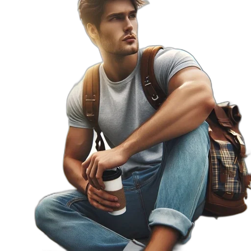 jacket, face, bottle, shoes transparent PNG cut-out